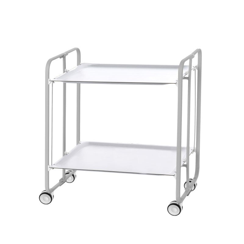 Don hierro - carrito auxiliar plegable bauhaus con ruedas – armazón metálico gris, 2 niveles, 4 posiciones ajustables-