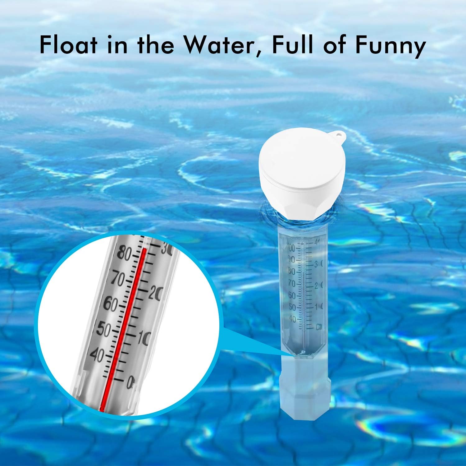 Termometro galleggiante per piscina, termometro per piscina con corda, grazioso termometro da utilizzare all'interno e all'esterno per la temperatura - 3