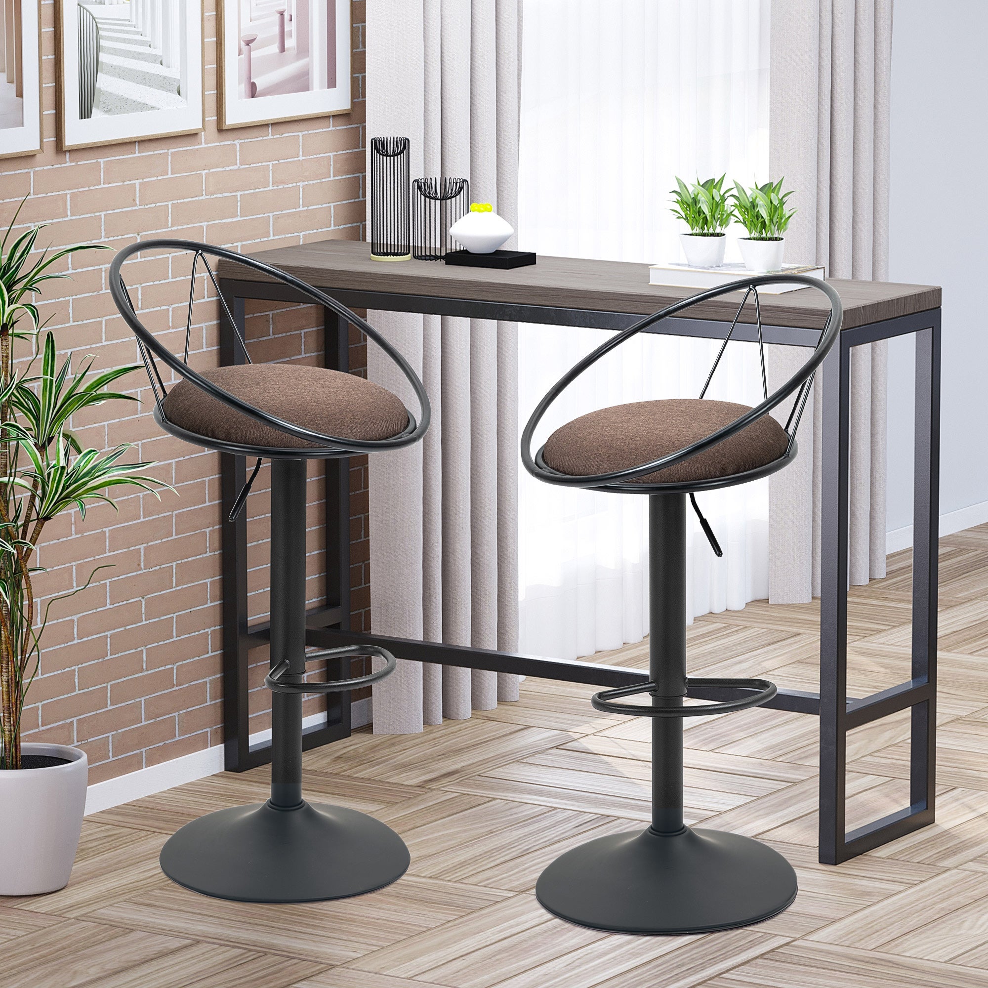 HOMCOM Set 2 Sgabelli da Bar di Design in Similpelle Nera | Italy