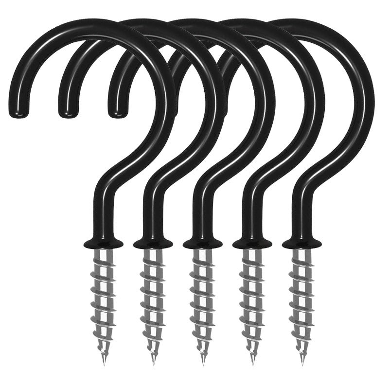 12x Metalowe haki wkręcane Haki sufitowe do wkręcania do łazienki, kuchni, garażu - czarne