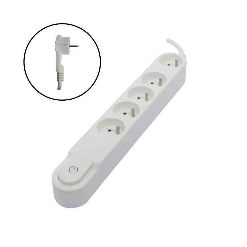 Regleta alemana de 6 vías sin interruptor, 1,5 m, 3G, 1,0 mm? blanca Regleta alemana de 6 vías sin interruptor, 1,5 m, 3G, 1,0 mm? blanca