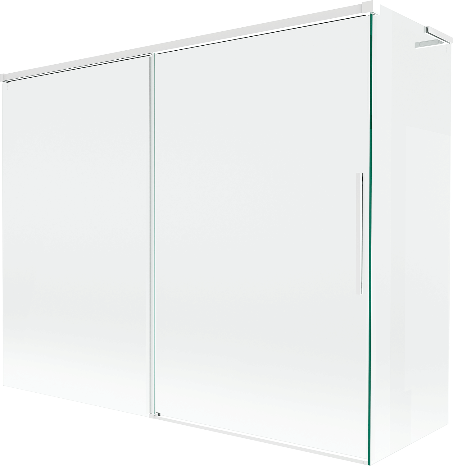 Mexen Rox L parawan nawannowy 2-skrzydłowy rozsuwany 190 + 90 x 150 cm, transparent, biały - 8C9L-190-090-20-00