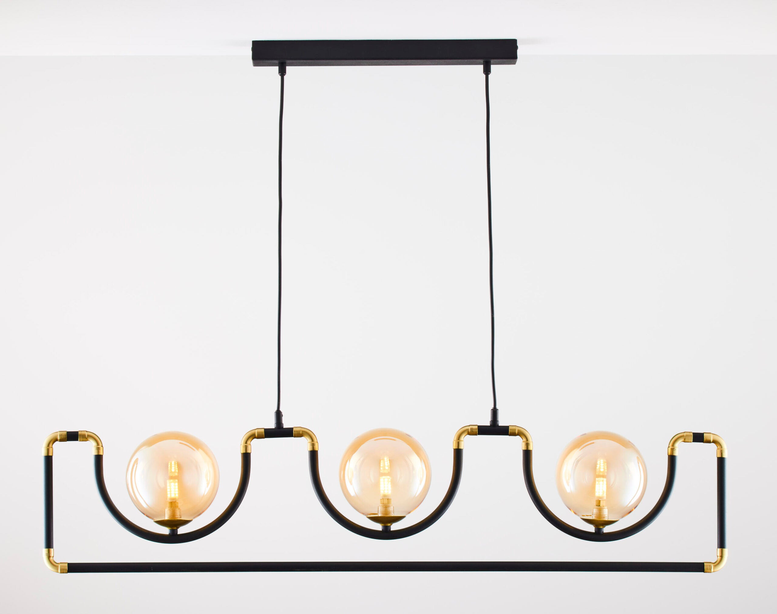 Lampa sufitowa HANZA czarno-złoto-bursztynowa 3xG9x8W metal wym:100x102x14cm IP20 Jupiter