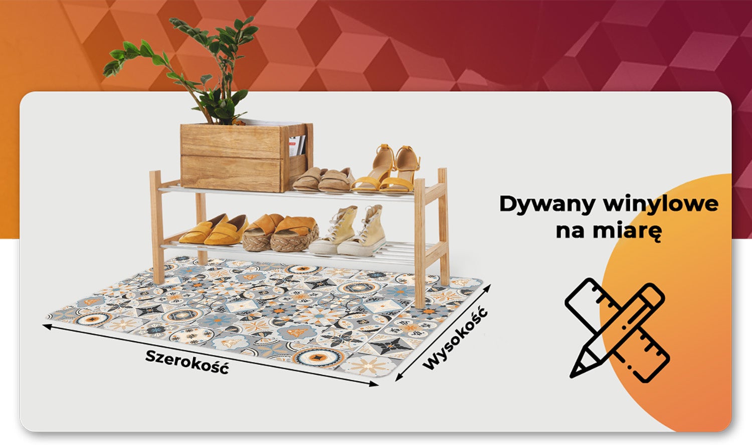 Dywan winylowy do wnętrz wzory geometryczne, mata winylowa dekoracyjna nowoczesna do salonu i przedpokoju 150x225 cm – Tulup - 5