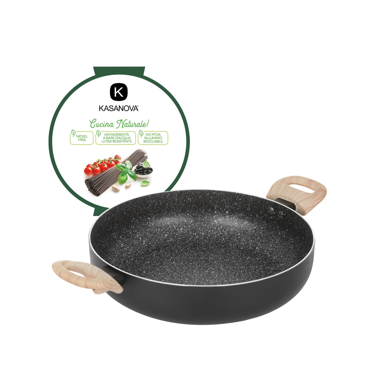 KASANOVA tegame antiaderente 28 cm Black Stone, tegame per induzione, con coperchio, rivestimento antiaderente indistruttibile a 3 strati - 2