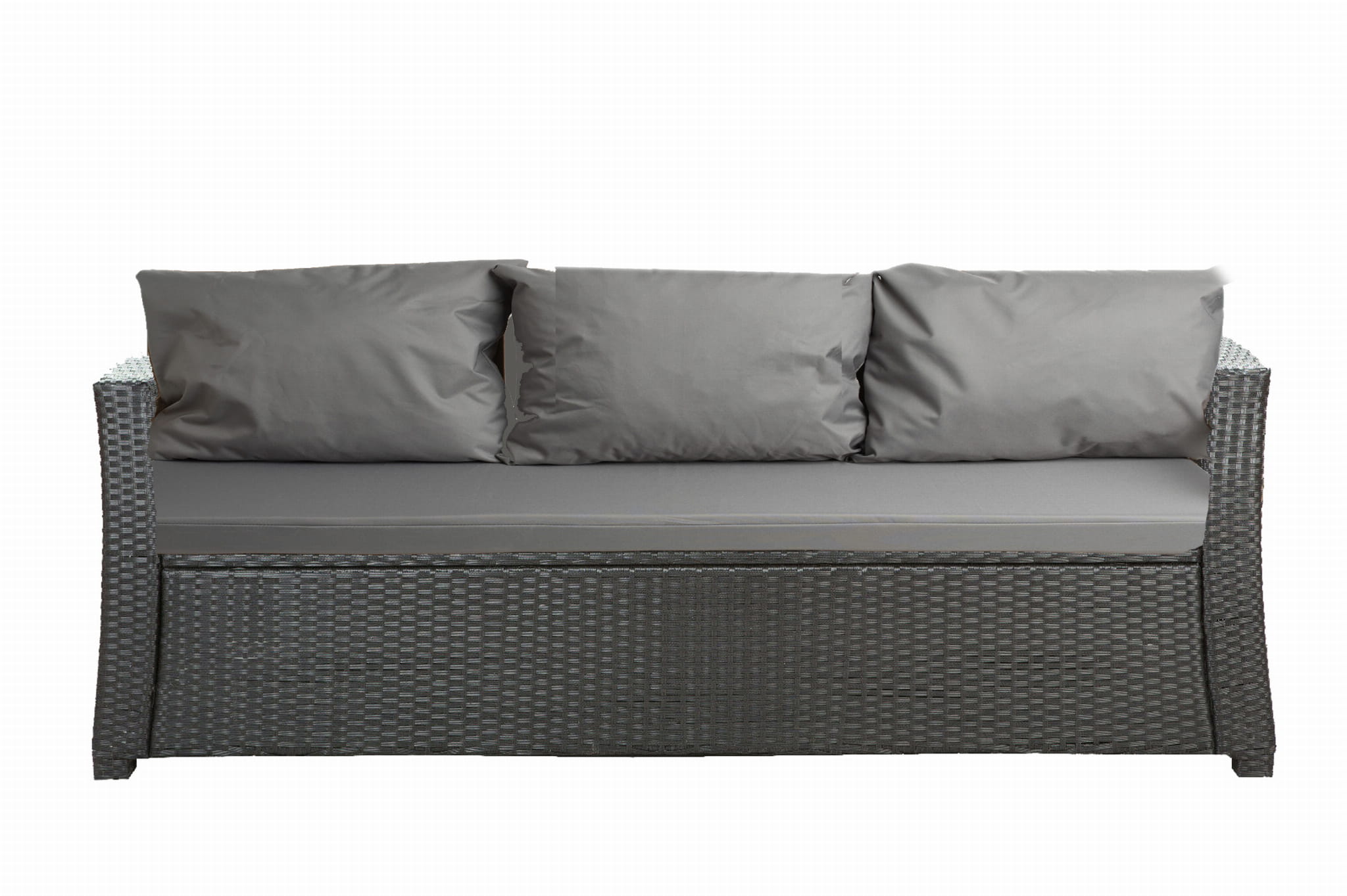 Cojines de jardín para sofá en ratán 168x60x7+3*56x50cm| juego de cojines de jardín| cojines de exterior gris| conjunto de cojines de 3 plazas