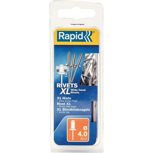 Rivet aveugle, aluminium Ř 4 x 10 mm + Foret 50 Unités Blister Rapid