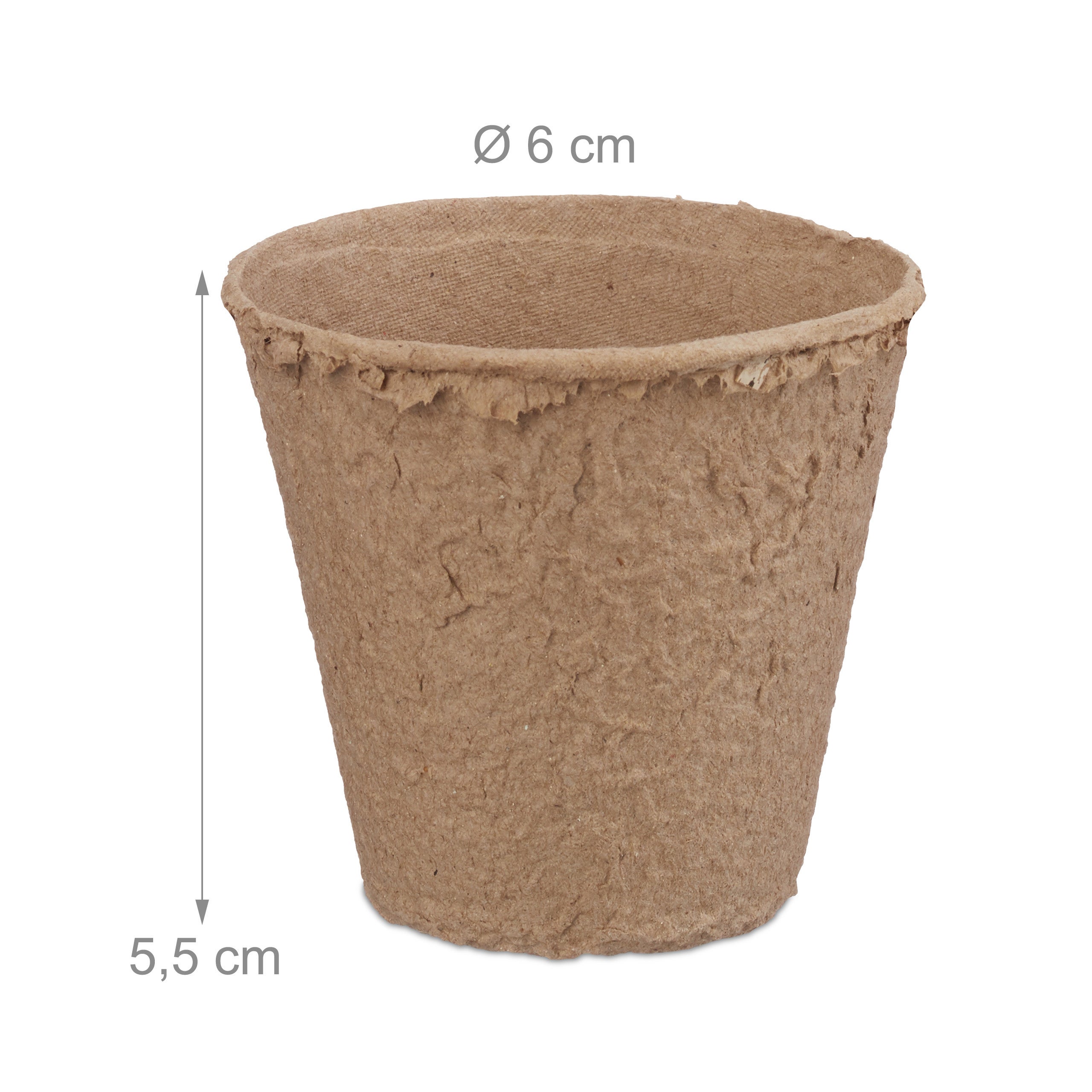 pot jardinage en set, pour plantes, rond, 80 pièces, cellulose, diamètre : 6 cm, beige, Relaxdays - 4