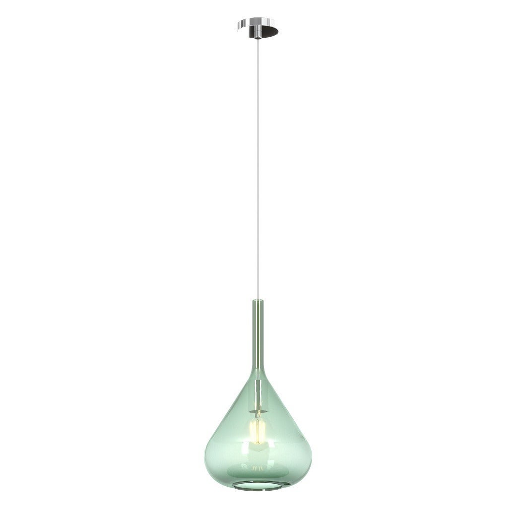 Nowoczesna lampa wisząca Kona, 1 żarówka, szkło zielone, oprawka E27, regulowana do średnicy 250 cm.