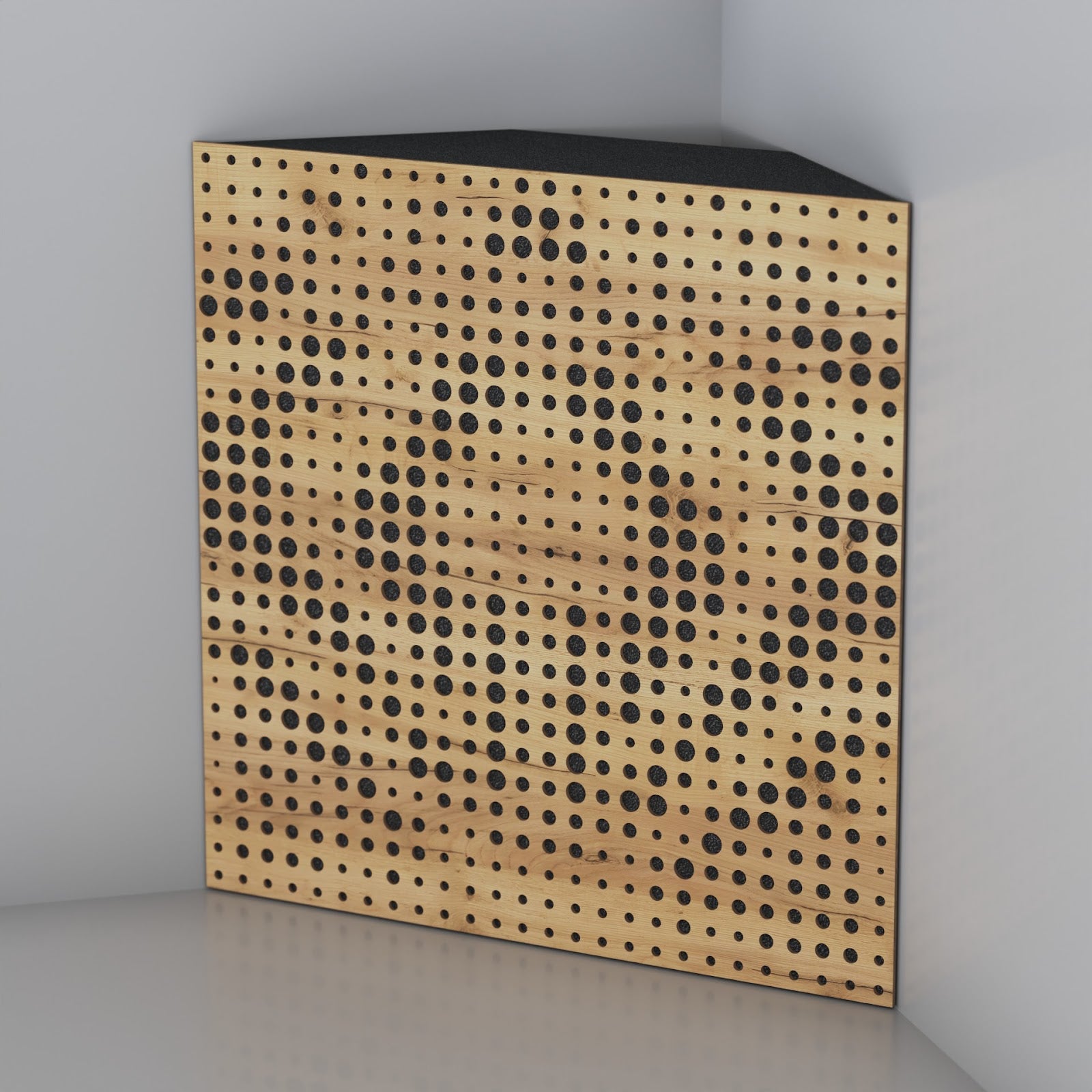 Lot de 2 Pièges à basses UNIVERSE acoustiques insonorisants 50x50x15 cm -MDF perforé laminé et mousse acoustique -Chêne - 3