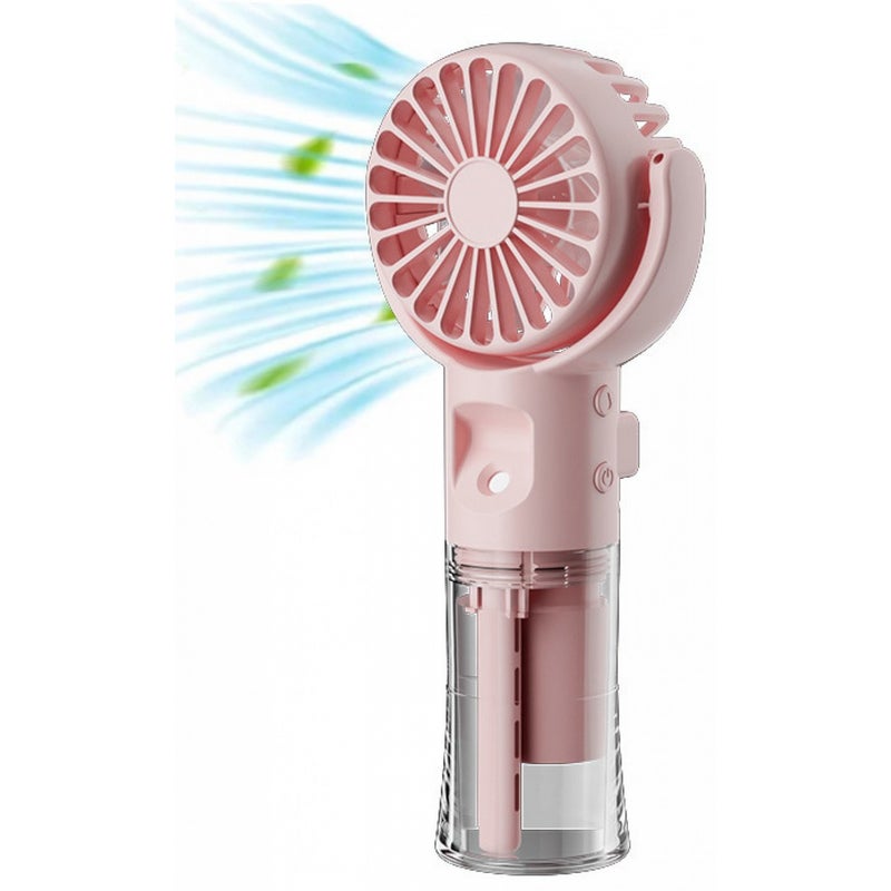Przenośny wentylator - Wentylator z mgiełką wodną - Miniaturowy wentylator ręczny - Akumulatorowy - Różowy