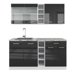 Cuisine R-Line Vicco 160 Cm, Blanc Brillant - Meuble Four Encastrable Sans Plan De Travail, Design Moderne Et Modulable