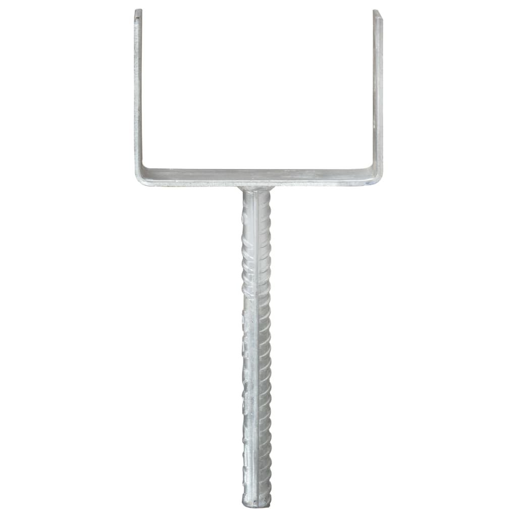 vidaXL Piquets de clôture 6 pcs Argenté 12x6x30 cm Acier galvanisé - 3