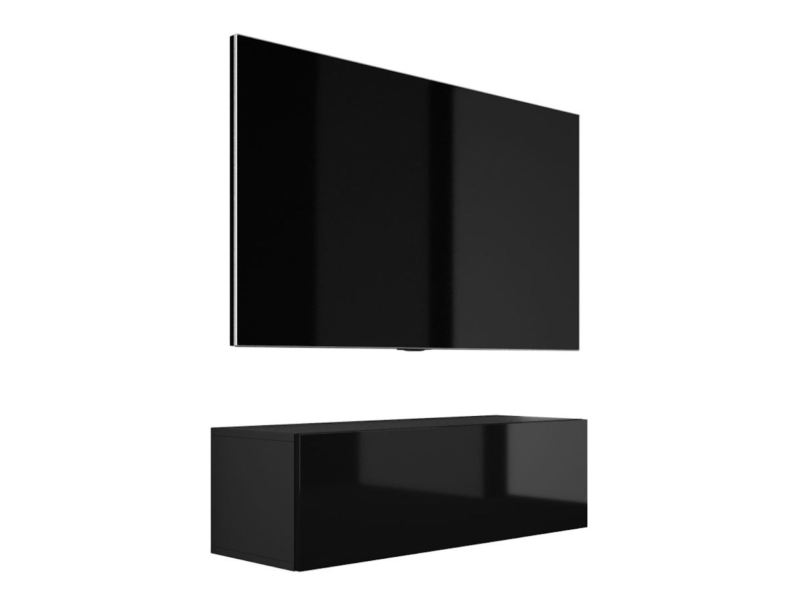Szafka RTV : Czarny Matowy / Czarny Błyszczący, 100 x 32 x 34 cm