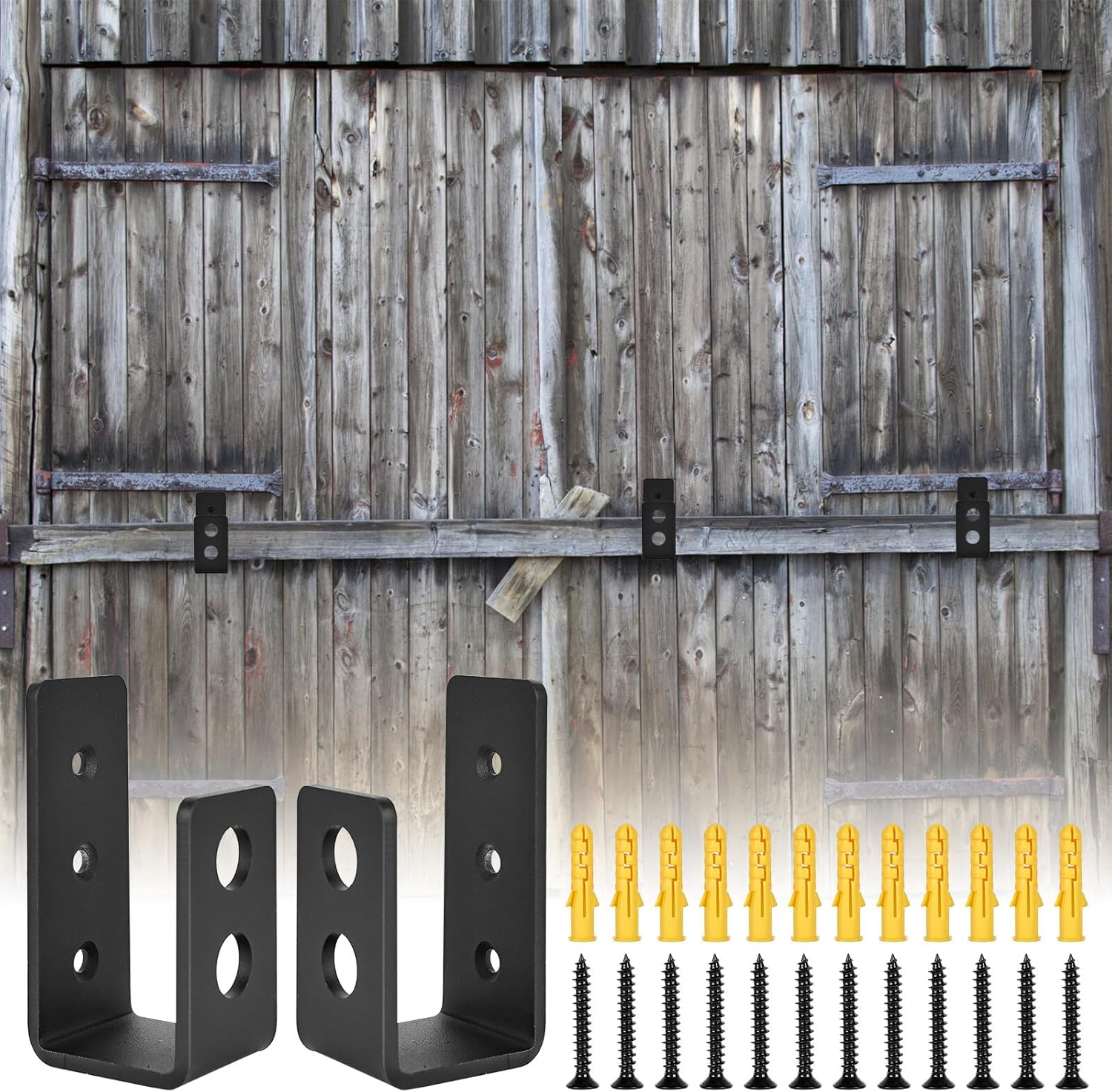 Lot de 4 supports en U en acier inoxydable, barres de porte en acier pour barricades, serrures de porte de sécurité en U en profilé en acier pour se - 6