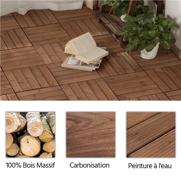 Lot de 27 Caillebotis Bois Exterieur Marron 5 lattes Yaheetech - 5