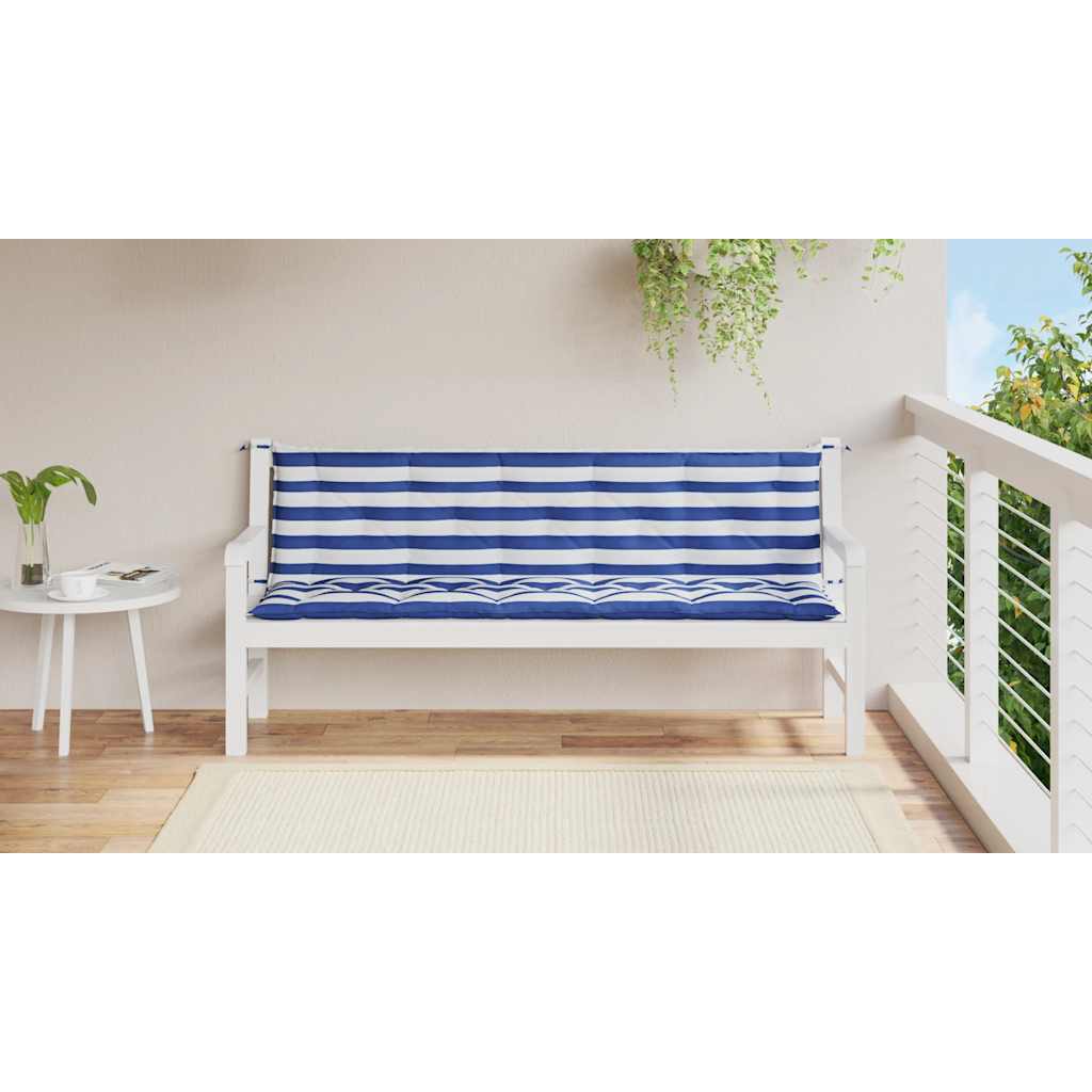 Lot De 2 Coussins De Banc De Jardin - Coussins De Siège Rayures Bleues/blanches - 3