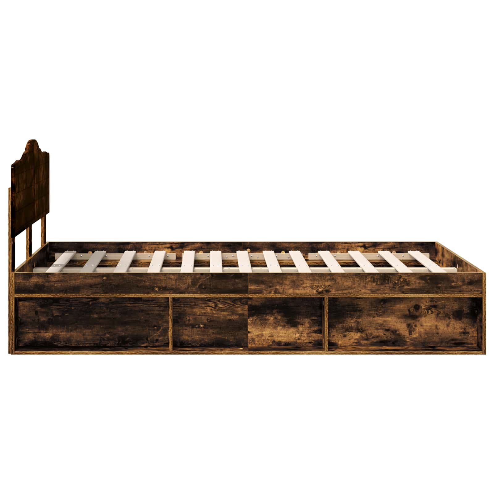Cadre de lit chêne fumé 120 x 200 cm bois de pin massif - 8