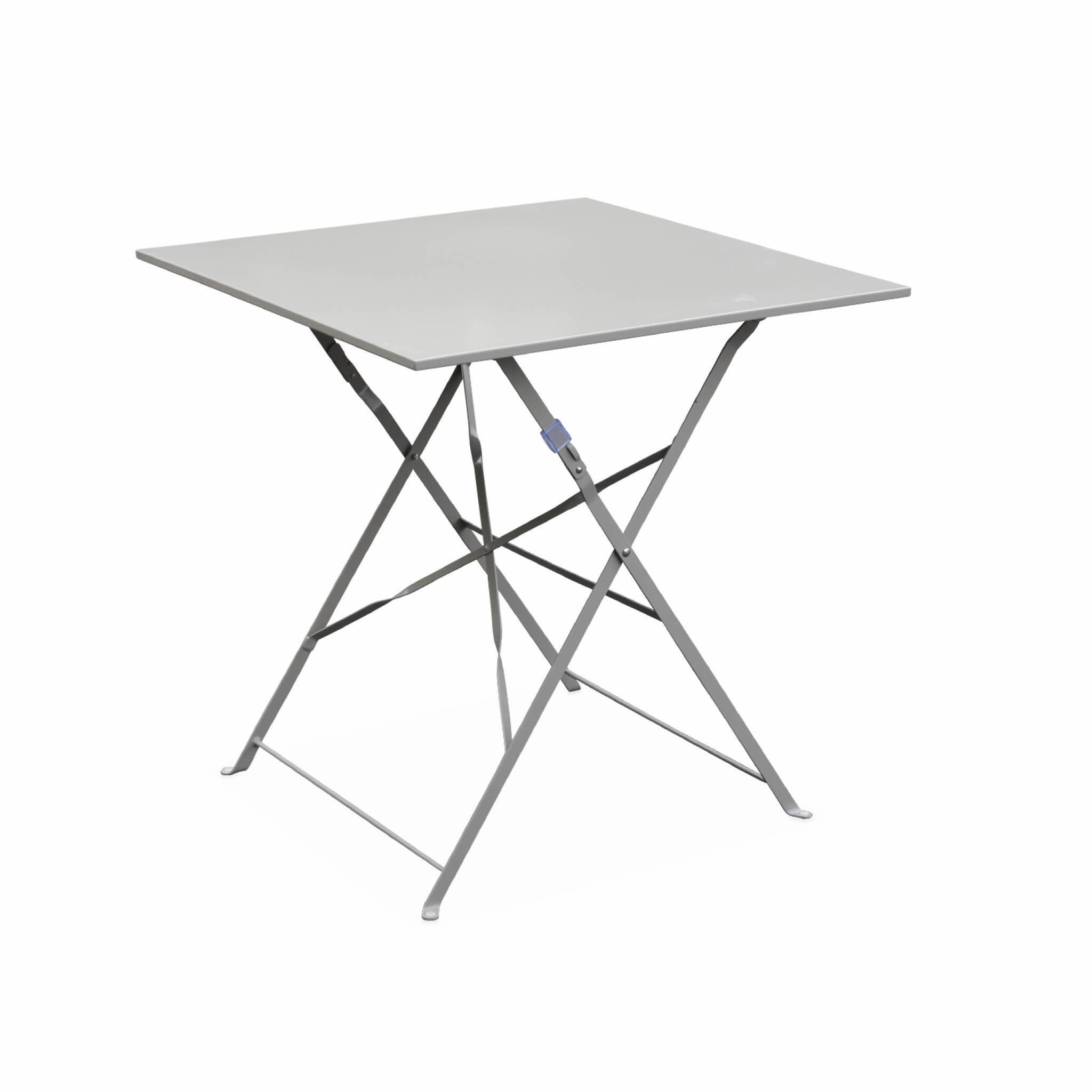Table De Jardin Bistrot Carrée Pliable 70x70 Cm - Acier Thermolaqué, 2 Places, Livrée Montée - Compatible Avec Chaises Emilia