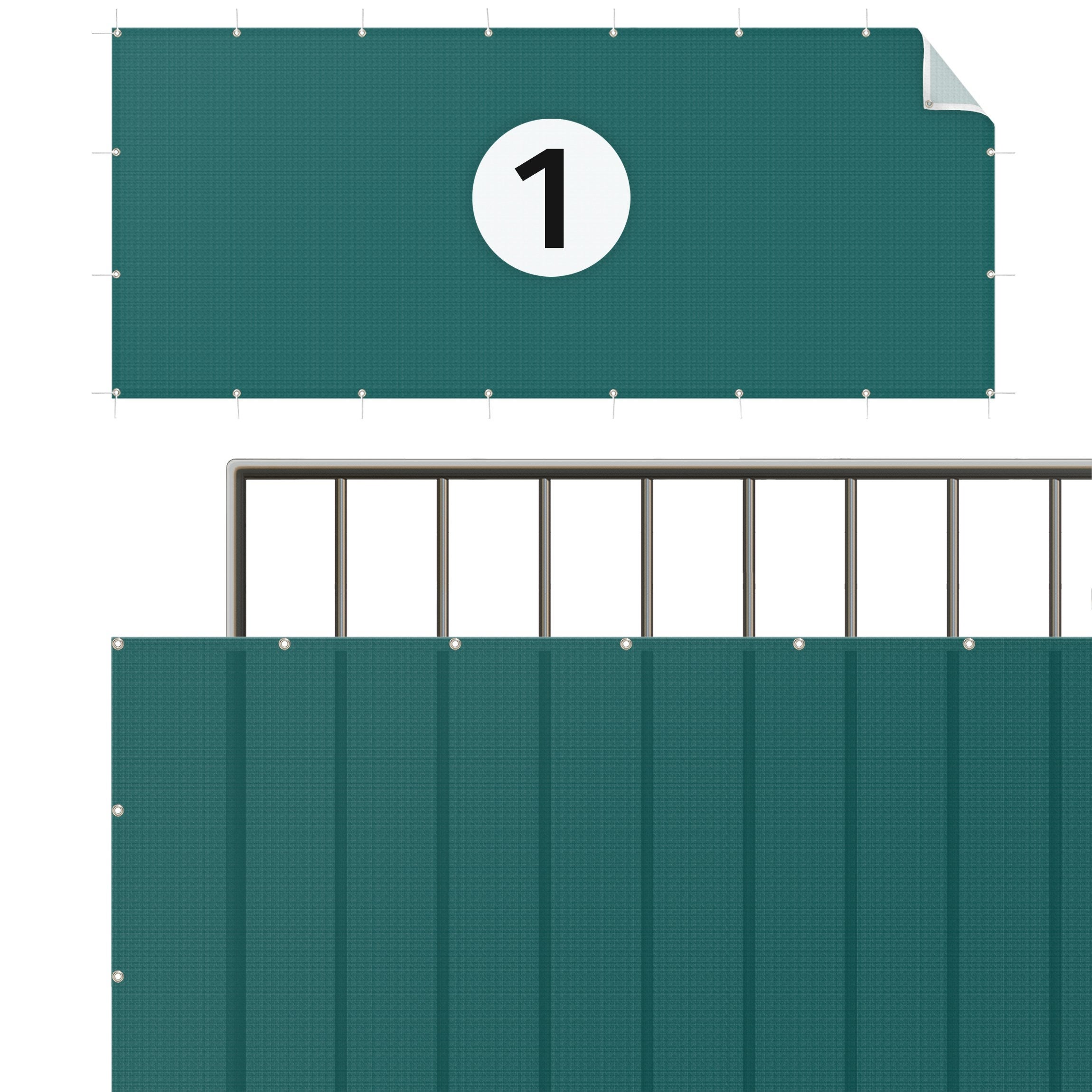Brise vue brise vent balcon appartement jardin vert H.1,2 x L.10 M avec attaches résistant aux intempéries 270 g/m² mesh 1151 - 5