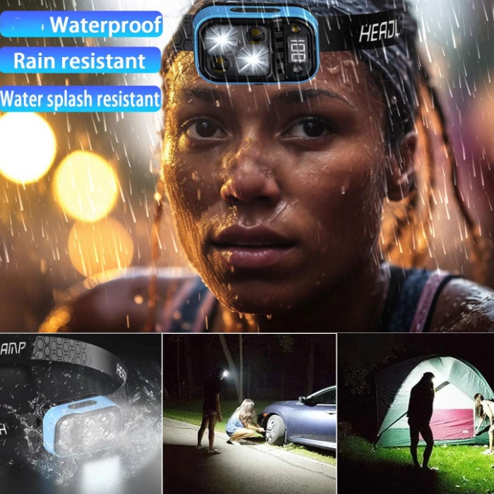 Lampe frontale rechargeable, réglable à 90°, 3 modes d'éclairage, étanche avec lampe de poche, lampe frontale LED pour casque，1PCS - 5