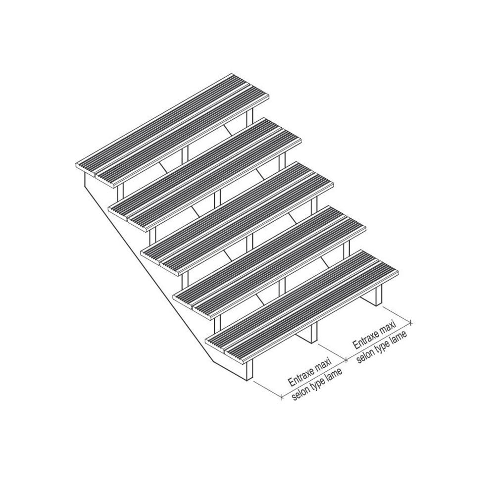 Escalier Bois Exterieur - 5 Marches Pleines - Largeur : 1m20 - Hauteur : 85cm - Avec Contremarches - Pin du Nord - Traité Autoclave - 4