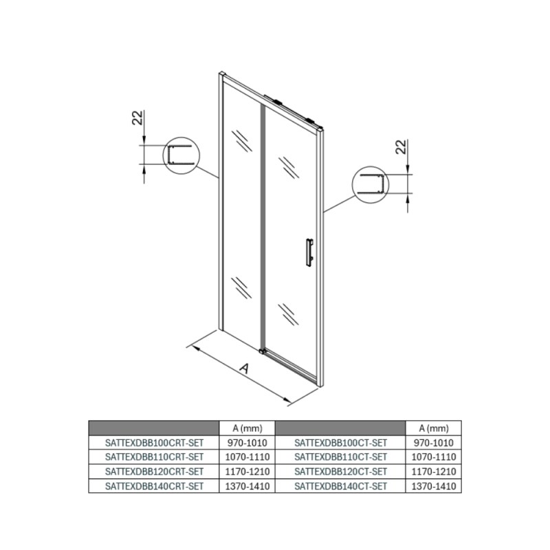 Swiss Aqua Technologies TEX BB Porta doccia scorrevole anticalcare per doccia 140x195cm con profili cromati lucidi (TEXDBB140CRT-SET) - 4