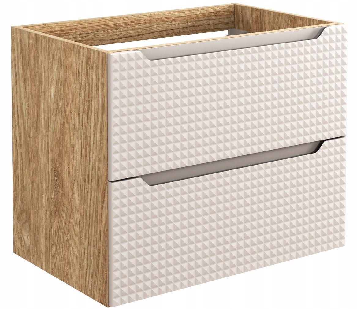 Szafka łazienkowa LUXOR 70 cm beżowa dąb olejowany front 3D MDF z szufladami