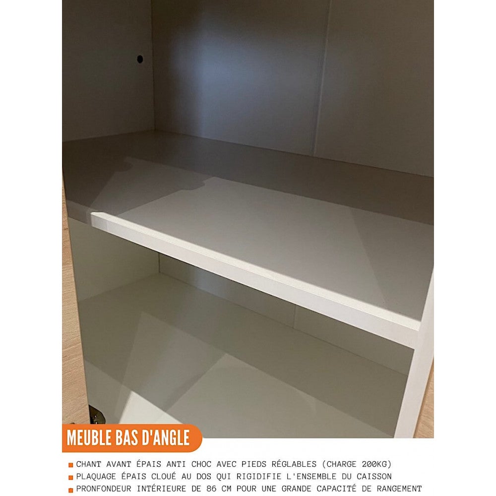 Cuisineandcie - Meuble d'angle bas Eco Gris Brillant 1 porte L 105 cm - 5