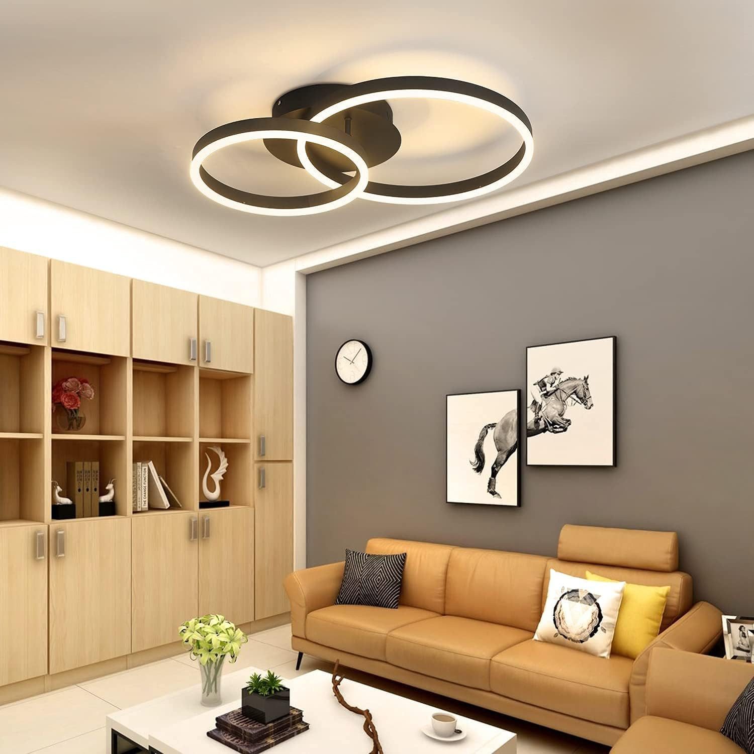 NETTLIFE Lampa sufitowa LED 46W z możliwością przyciemniania nowoczesny design lampa do salonu z pilotem do sypialni kuchnia - 3