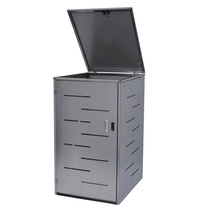 Pokrywa kosza na śmieci HWC-E83, pokrywa kosza na śmieci, rozszerzalna 117x66x80cm ~ stal nierdzewna 30kg