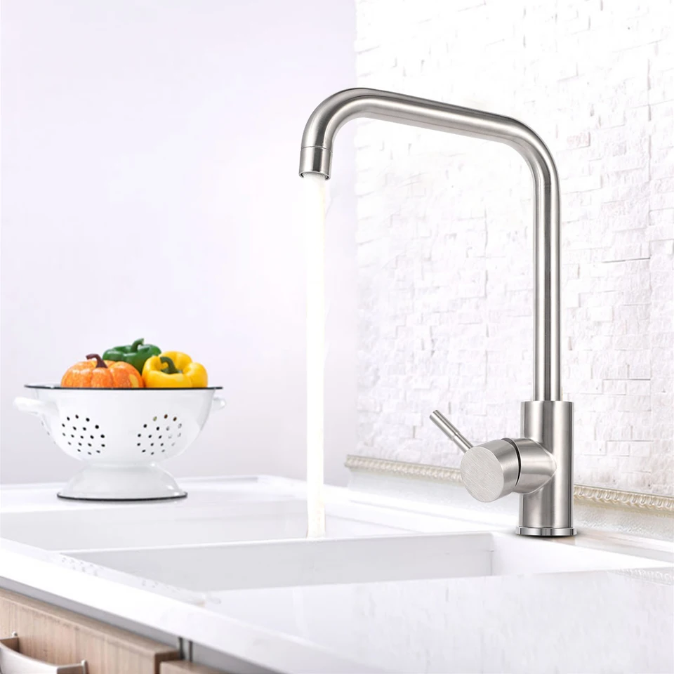 Rubinetto Da Cucina Con Doccetta Estraibile - Acciaio Inox 304, Getto Doppio, Girevole 360°, Tubo 50 Cm