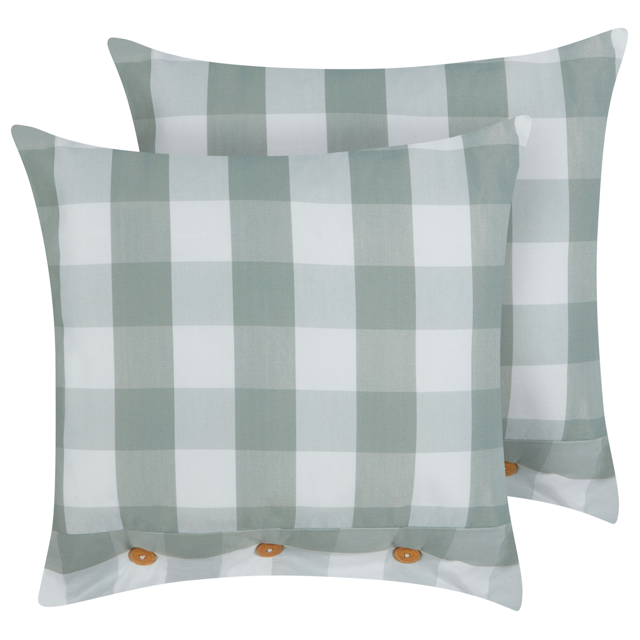 Beliani conjunto de 2 cojines tamnine 45 x 45 cm de cuadros verde menta