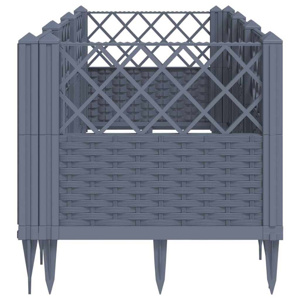Jardinière de jardin | Pot de Fleurs avec piquets gris 123,5x43,5x43,5 cm PP CFW23777 - 4