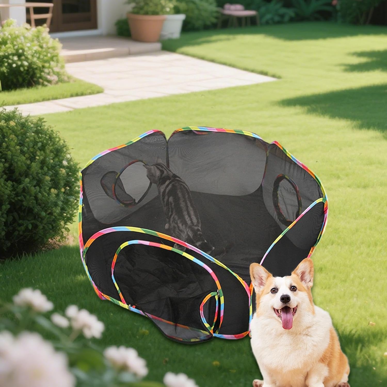 Enclos extérieur pour chat 32 x 34 cm, tente pour chat, enclos extérieur pour animaux, aire de jeux spacieuse pour animaux, pour que les chatons - 4