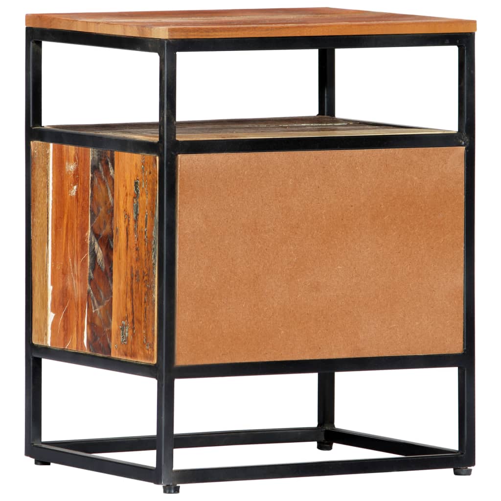 Table de nuit chevet commode armoire meuble chambre 40 x 30 x 50 cm bois de récupération et acier 1402037 - 4