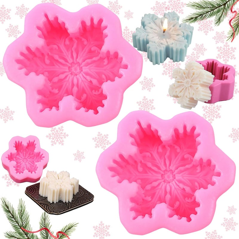 2 sztuki silikonowych foremek w kształcie płatka śniegu, forma na świecę 3D, forma na świecę w kształcie płatka śniegu, forma na mydło w kształcie pła
