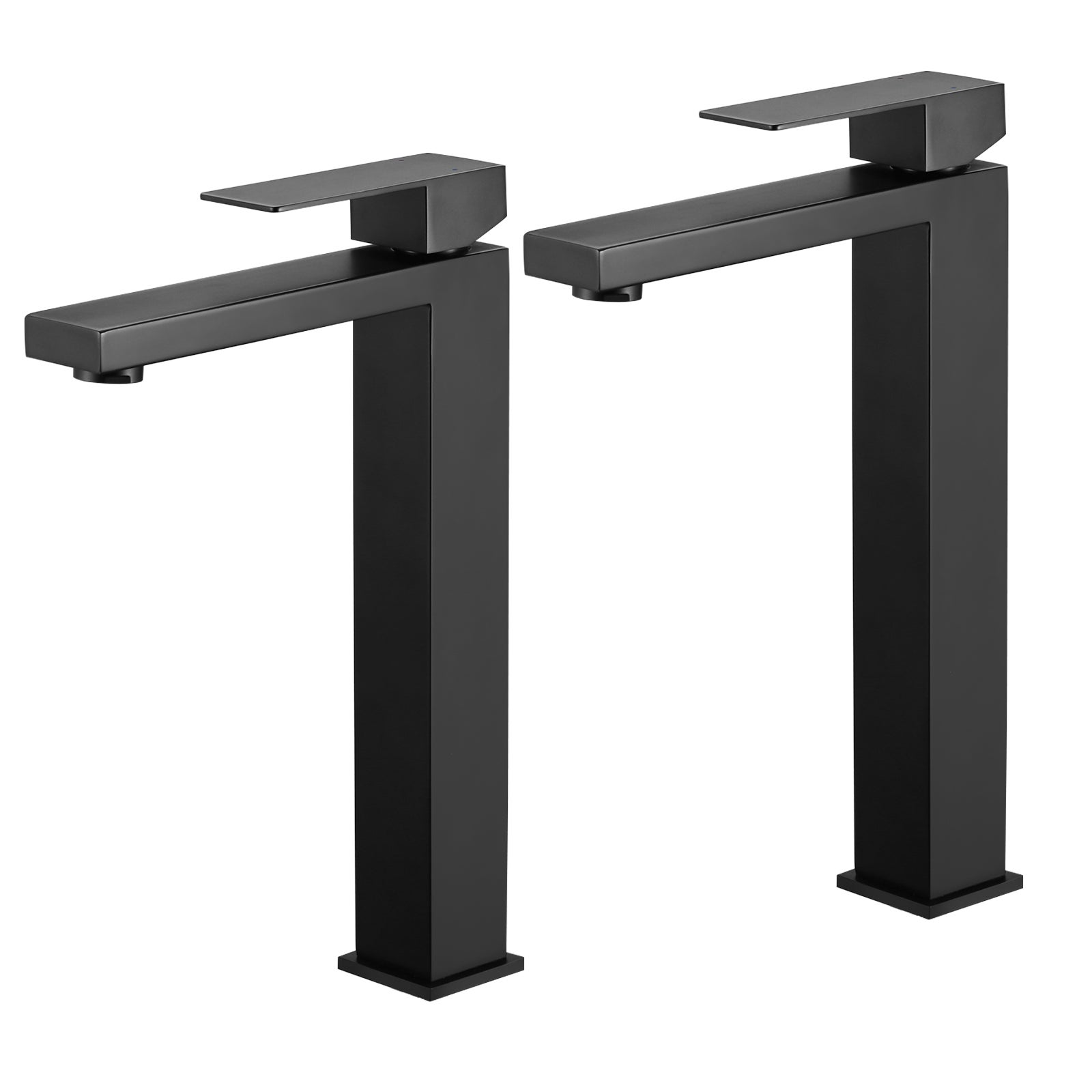 LOVHAUS Czarna Wysoka Bateria Umywalkowa, Bateria Umywalkowa z Wylewką o Wysokości 24 cm do Umywalek Nablatowych, 2 Sztuki