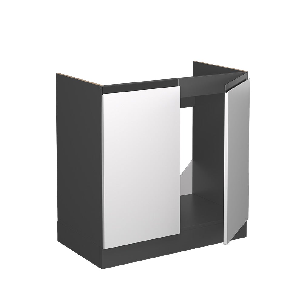 Vicco Meuble bas sous-évier R-Line, Blanc, 80cm J-Shape PT Marbre - 4