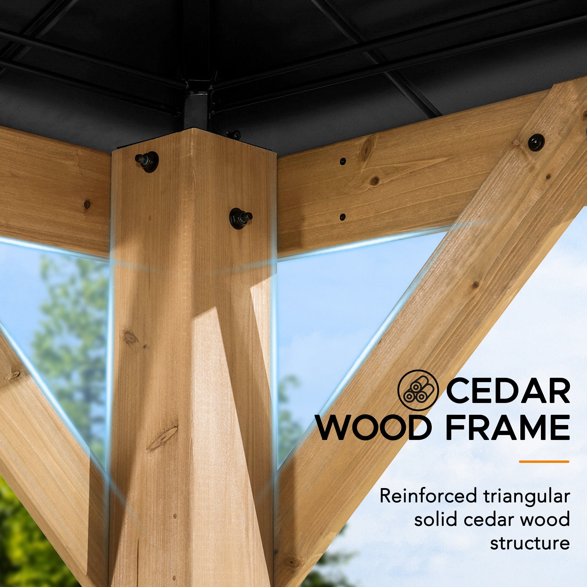 Gazebo in legno di cedro ERNIR - 393 cm x 452 cm, antracite - 9