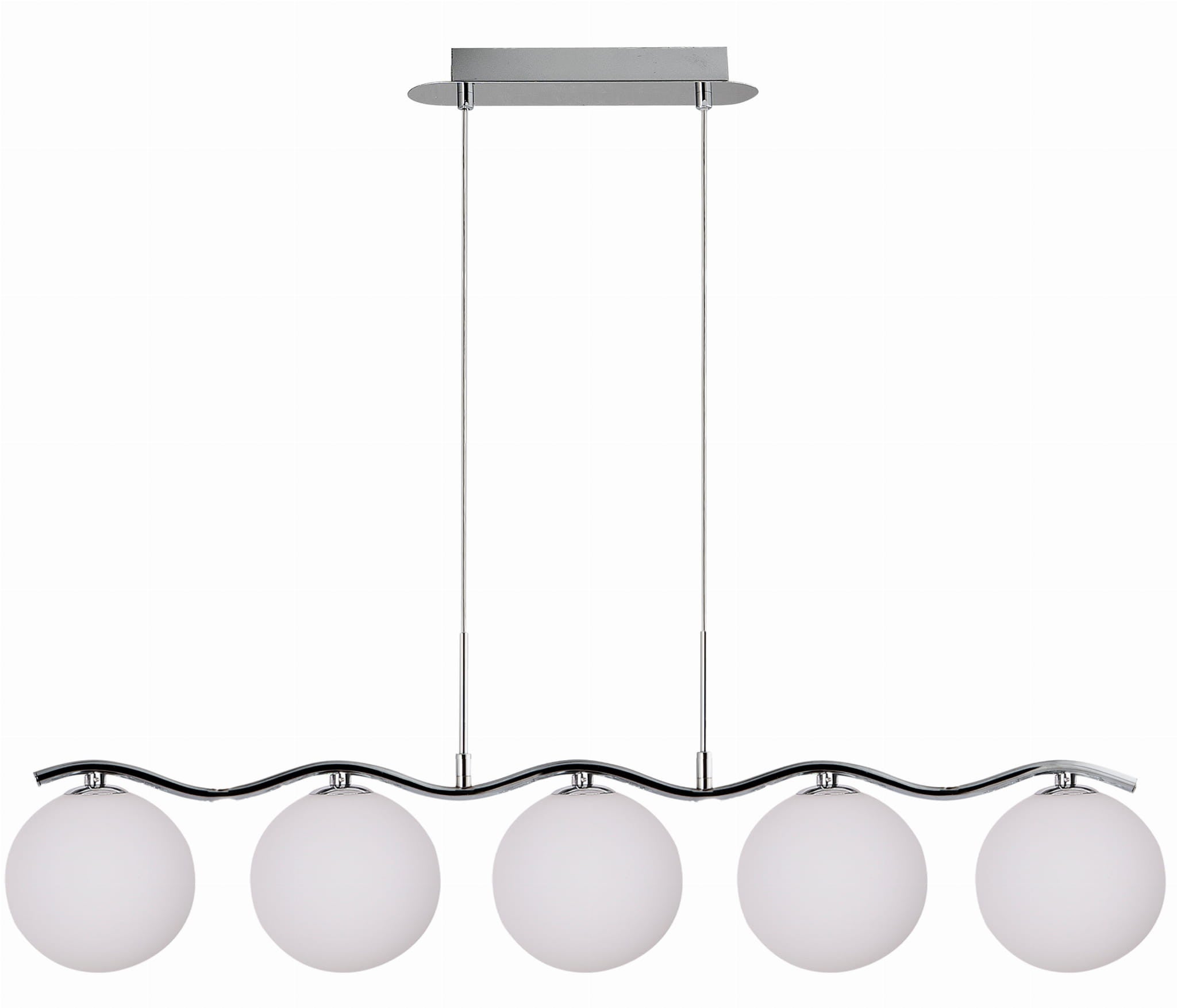 Lampa wisząca Ramon chromowana-biała 5xG9x40W wym: 114 x 86 x 12 cm szkło Candellux