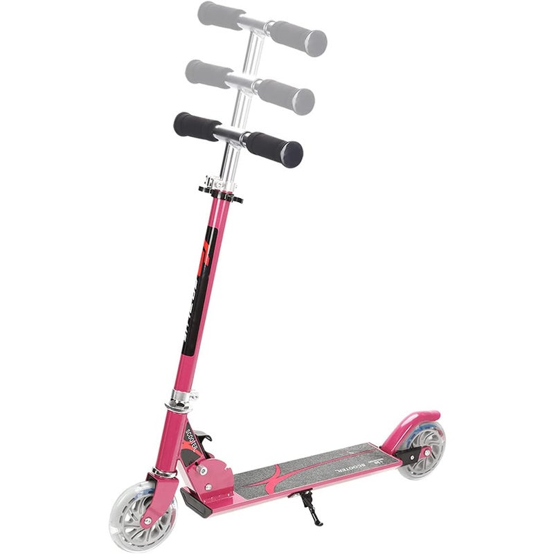 Składana Hulajnoga dla Dzieci, 2 Świecące Koła, Regulowana Wysokość Uchwytu, z Hamulcem na Tylnym Kole, dla Dzieci w Wieku 4-13 Lat, 70x10x63-86 cm
