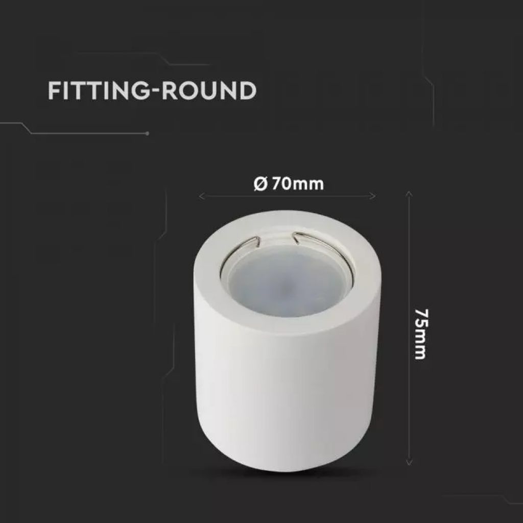 Portafaretto LED Montaggio a Plafone Rotondo GU10 e GU5.3 (MR16) Corpo in Gesso Bianco - 3