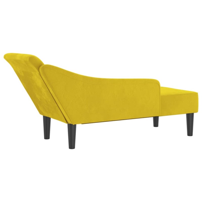 vidaXL Chaise Longue con Cuscini Giallo in Velluto - 5