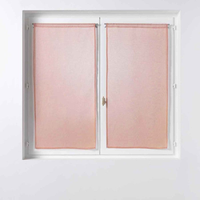 Paire De Voilages Castille Rouge - 60 X 90 Cm - Tissu Uni - Paris Prix - Neuf