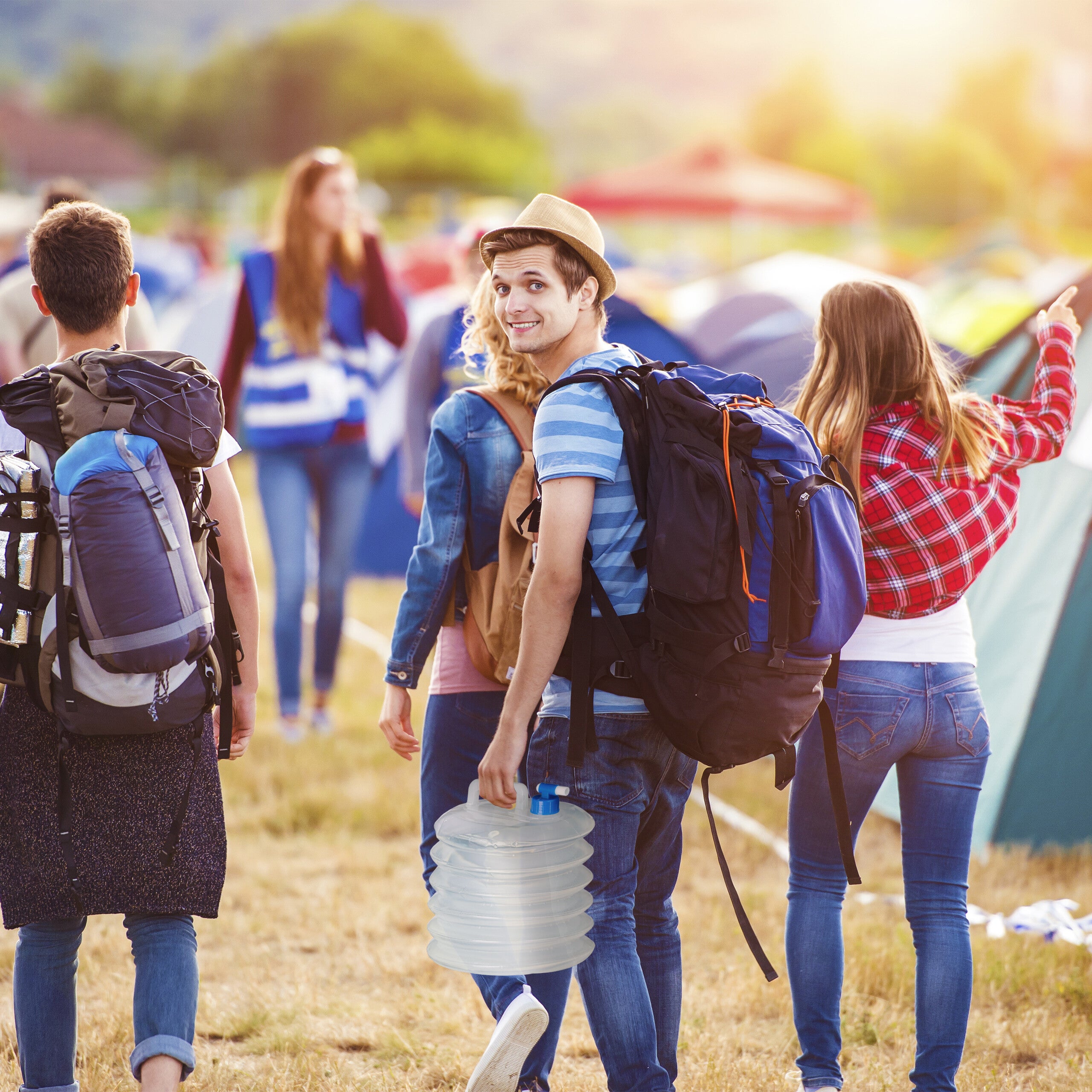 Jerrycan pliable ovale lot de 4 pour camping, festival, jerricane, goût neutre, bidon à eau 5 L sans BPA, Relaxdays - 3