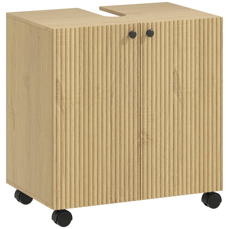 Mobilier de baie, rafturi reglabile, depozitare mare, lemn natural, 60 x 39, 8 x 62 cm, cu spațiu de depozitare integrat