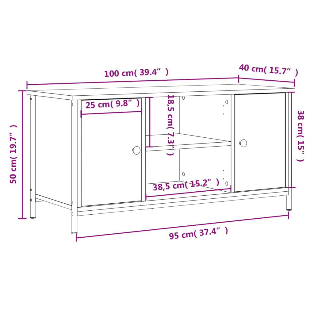 Meuble TV Sonoma gris 100x40x50 cm Bois d'ingénierie - 4