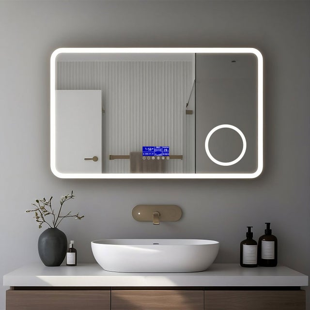SANILAND Miroir Intelligent de Salle de Bain avec Éclairage LED et Haut-Parleurs Bluetooth, Dimensions 80x60