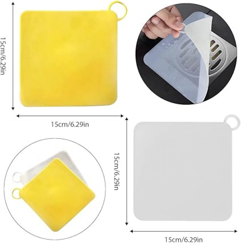 5 Tappi Per Scarico In Silicone Antiodore – Bianchi E Grigi, 15x15 Cm, Per Pavimento, Vasca, Lavandino, Cucina E Bagno